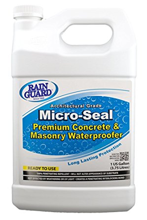 Rainguard Micro-seal 1 Gal Clear Penetrating Silane Siloxane Professional Grade Water Repellent Sealer - Concrete, CMU, Block, Brick, Stucco, Stone, Wood for Horizontal/Vertical, Apply Low Temp 35F & Newly Poured Concrete, 10 Yr Warranty