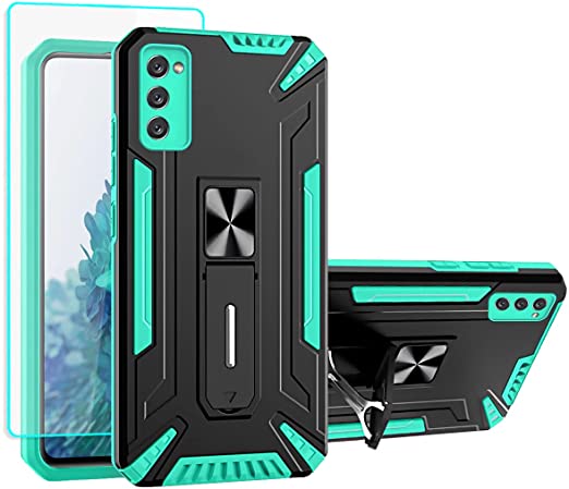 Samsung S20 FE 5G Case, Galaxy S20 FE Phone Cases, with HD Screen Protector, [Military Grade] Ring Hard PC Soft TPU Shockproof Protective Cases for Samsung Galaxy S20 FE (Mint)