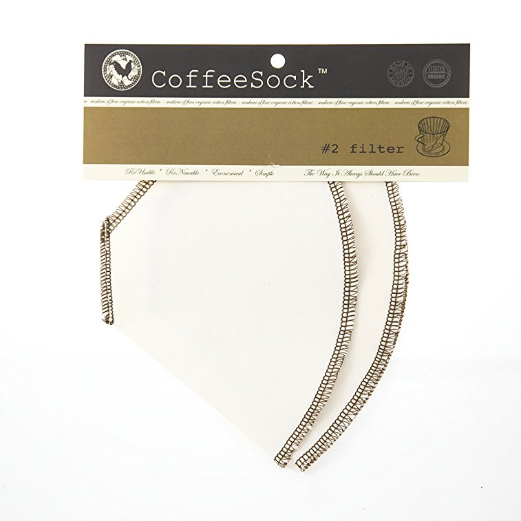 CoffeeSock Drip #2 Cone- GOTS Certified Organic Cotton Reusable Coffee Filters
