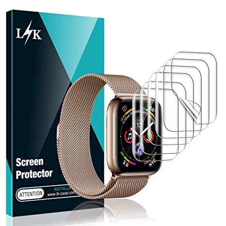 [6 Pack] L K Screen Protector for Apple Watch Series 4 44mm, [Full Coverage] [Self Healing] Anti-Bubble for iWatch Flexible TPU HD Clear Film, Lifetime Replacement Warranty