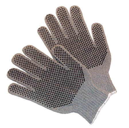 G & F 14431L-DZ Natural Cotton Work Gloves with double-side PVC Dots, Large, 12 Pairs