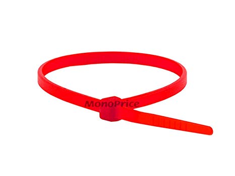 Monoprice Cable Tie 8 inch 40LBS, 100pcs/Pack - Red