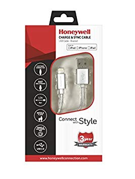 Honeywell HC000018/CBL/1.2M/SLV/B Apple Lightning Sync and Charge Cable - 3.9 Feet (1.2 Meter) - (Silver)