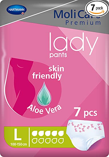 MoliCare Premium Lady Pants, Discreet Usage for Bladder Weakness Specially for Women, Aloe Vera, 5 Drops, Size L, Pack of 7