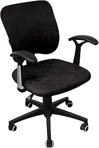 FORCHEER Office Chair Covers Faux Leather Strech Computer Desk Chair Slipcovers - Black