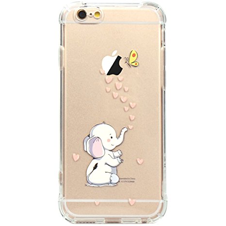 iPhone 6 Case, JAHOLAN Amusing Whimsical Design Clear Bumper TPU Soft Case Rubber Silicone Skin Cover for iPhone 6 6S - Cute Elephant
