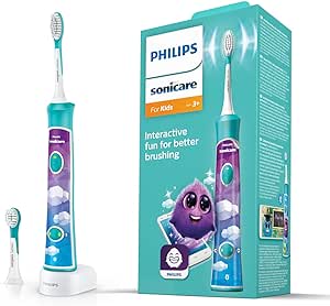 Philips Sonicare For Kids Electric Toothbrush HX6322 / 04, With Sound Technology, For Children, Gentle Cleaning, Turquoise