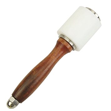 Hrph New Nylon Hammer Leathercraft Carving Hammer Sew Leather Cowhide Tool Kit with Wooden Handle