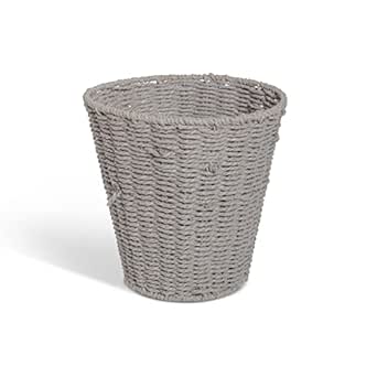 Vencier Round Waste Paper Basket Bin - Rubbish Bin for Bedroom, Bathroom, Offices or Home (Grey)