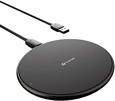 TRANYA Wireless Charger for T10/M10, 15W Max Fast Wireless Charging Pad for iPhone SE/11/11 Pro/Xs/Xs Max/XR/X/8, Samsung Galaxy S20/S10/S9/S8/Note 10/Note 9/Note 8, Airpods Pro More (No AC Adapter)