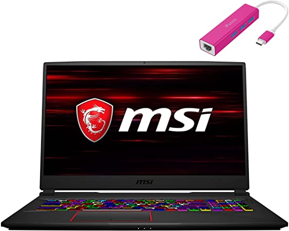 MSI GE75 Raider RTX 2060 6GB 17.3" 144Hz FHD Gaming Laptop Computer, Intel Hexa-Core i7-10750H, 16GB DDR4 RAM, 512GB PCIe SSD   1TB HDD, WiFi6, BT 5.0, RGB Backlight KB, Windows 10, iPuzzle Type-C HUB