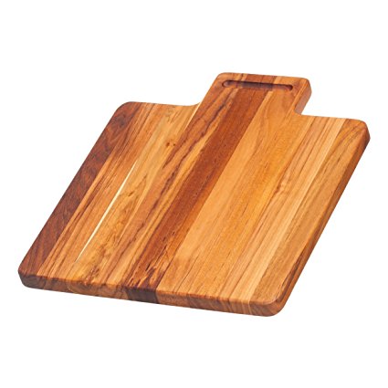 Teak Cutting Board - Chopping Board With Grooved Lip Handle (12 x 10.5 x .75in) - By Teakhaus