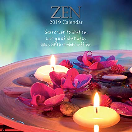2019 Wall Calendar - Zen Calendar, 12 x 12 Inch Monthly View, 16-Month, Inspirational and Relaxation Theme, Includes 180 Reminder Stickers