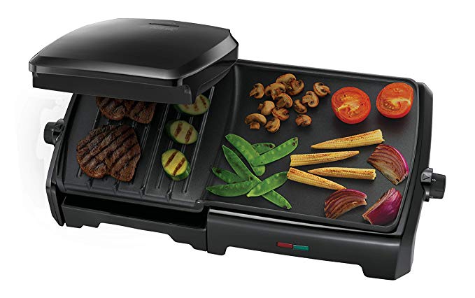 George Foreman 23450 10-Portion Entertaining Grill and Griddle, 2180 W, Black