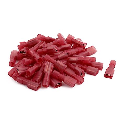 uxcell 50Pcs FDFN1-187 22-16AWG Insulated Female Spade Crimp Terminal Connector Red