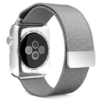 Apple Watch Band UMTele Milanese Loop Stainless Steel Bracelet Smart Watch Strap with Unique Magnet Lock No Buckle Needed for iWatch Apple Watch Band 38mm Silver