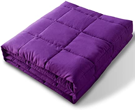 KASENTEX Ultra Soft 100% Cotton Weighted Blanket Contemporary Design Quilted Bedspread (Purple, Weighted Blanket 12 lb - 48x72)