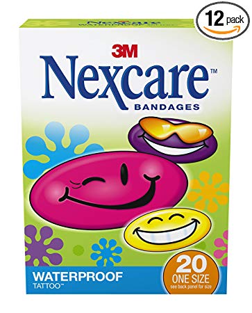 Nexcare Tattoo Waterproof Bandage, 20-Count, One Size (Pack of 12)