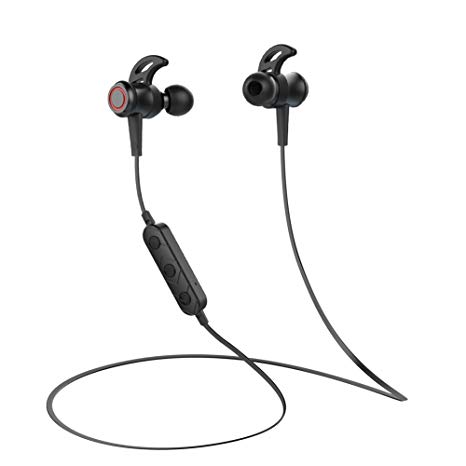 Bluetooth Headphones,Bymore Wireless Headphones In Ear Earbuds Bluetooth 4.1 Magnetic Earphones With Microphone for Sports Workout Hands free Calls - Black&Red