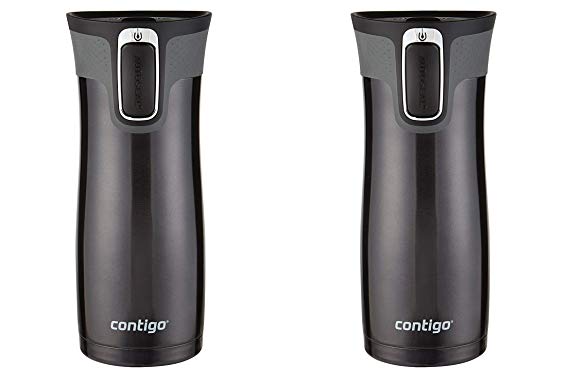 Contigo AUTOSEAL West Loop Stainless Steel Travel Mug, 16 oz, Black 2 Pack