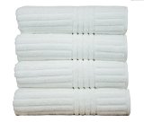 Bare Cotton Luxury Hotel and Spa Bath Towels Striped White Set of 4