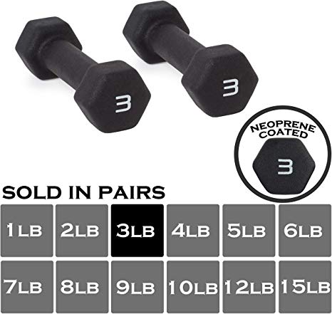 BLACK Neoprene Dumbbell (Sold in pairs) Non-Slip, Hex Shape, Free weights set for Muscle Toning, Strength Building, Weight Loss - Perfect for Home Use and Small Personal Training Studio