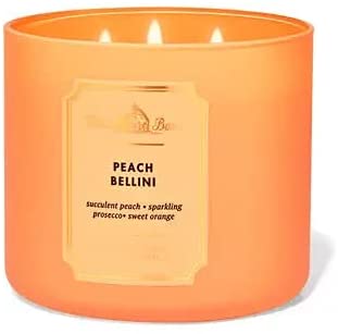 Bath & Body Works, White Barn 3-Wick Candle w/Essential Oils - 14.5 oz - New Core Scents! (Peach Bellini)