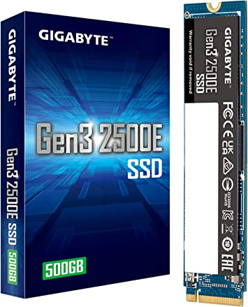 GIGABYTE Gen3 2500E SSD 500GB NVMe M.2 Internal Solid State Hard Drive with Read Speed Up to 2300MB/s, Write Speed Up to 1500 MB/s, Host Memory Buffer Supported, G325E500G