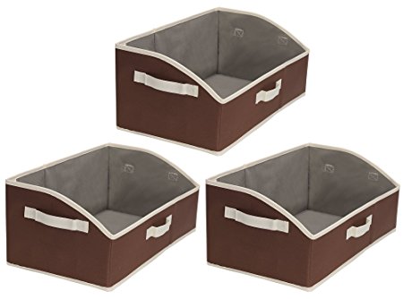 StorageWorks Polyester Trapezoid Storage Box, Foldable Basket Organizer Bin, Coffee, EX-Jumbo, 3-Pack