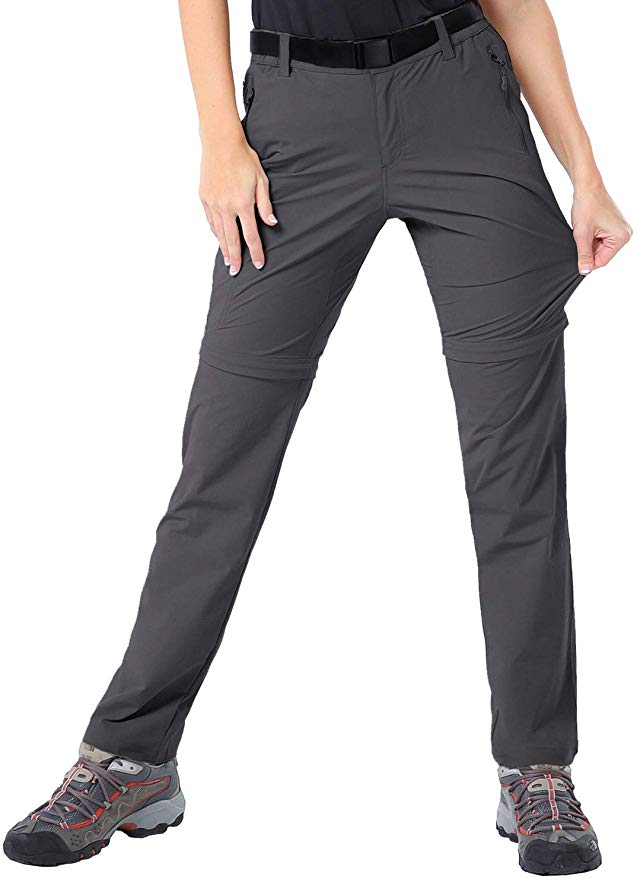 MIER Women's Quick Dry Convertible Cargo Pants Lightweight Stretchy Hiking Travel Pants, 5 Zip Pockets, Water Resistant