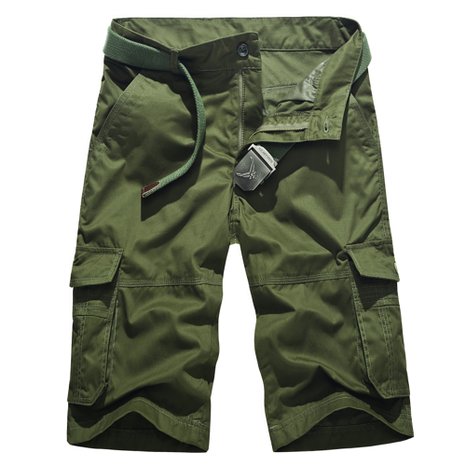 Homaok Men's Casual Retro Cotton Relaxed-Fit Durable Cargo Shorts--Multi Pockets