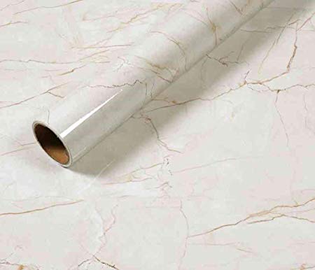 Gold Marble Contact Paper Peel and Stick Countertops Gold Marble Decorative Self Adhesive Film for Furniture Easy to Clean 17.7inch x 118inch