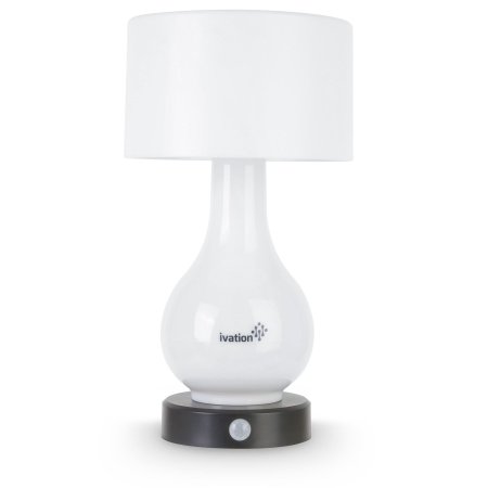 Ivation 6-LED Battery Operated Motion Sensing Table Lamp - Multi Zone Light Body Only Shade Only or Both Body and Shade - can Also Light Continuously