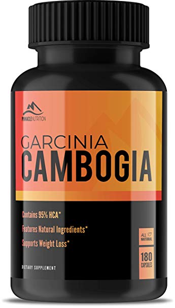 Garcinia Cambogia Pure 95% HCA Extract. Premium Carb Blocker Supplement, Decrease Appetite, Support Energy and Fat Control for Healthier Weight Loss & Fat Metabolism. 180 Capsules.