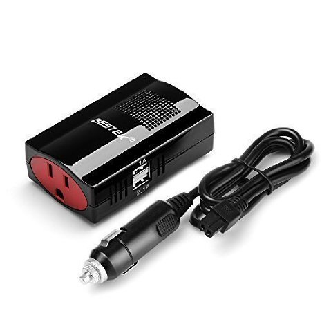 BESTEK 150W Power Inverter Car DC 12V to 110V AC Inverter DC Adapter with Dual USB Charging Ports 31A Total for Smartphones and Tablets
