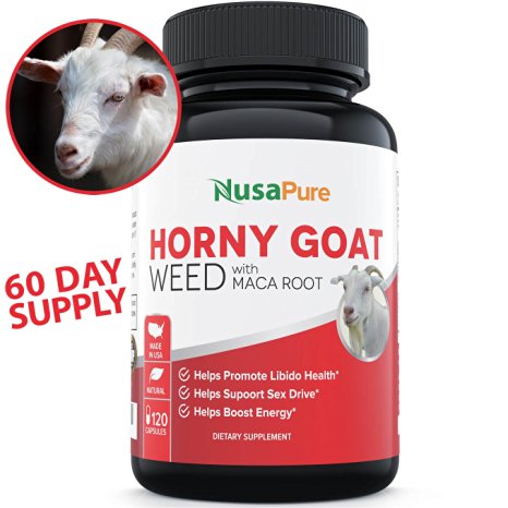 Horny Goat Weed Extra Strength with Maca Root: 1000MG of Horny Goat Weed Extract for Natural Libido Boost in Men and Women: 1000mg Epimedium and 10mg Icarrins: 2 Month Supply: 120 Capsules