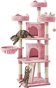 Yaheetech 68.5in Large Cat Tree, Big Cat House Plush Cat Tower with Caves Condos Platforms as Multilevel Activity Center