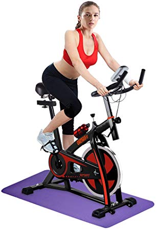 ONETWOFIT Indoor Cycling Bike, Silent Belt Drive Cycle Bike with Adjustable Handlebars & Seat, Chromed Flywheel, 7-Function Monitor, Heart Rate Sensors, Stationary Exercise Bike for Home and Gym Use