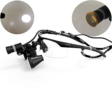 Songzi Optics 2.5X 3X 3.5X Optional Black Goggles Binocular Dental Surgical Loupes SZM08B Led Headlight with Light Spot (Working Distance :(360-460 mm) R, Magnification:3X)