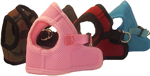 Snazzi Pet Soft Mesh Comfy Step in Dog Vest Harness for Teacups, Toys, Minis, Puppies, Small Dog Breeds 2-16 lbs, Baby Pink, Sky Blue, Black, Red, Camo X-Small, Small, Medium, Large, X-Large