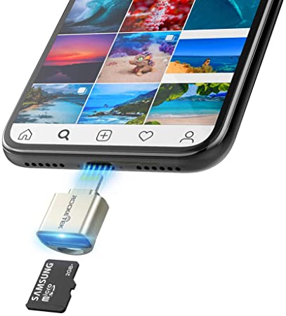 TF Card Reader for iPhone iPad, Rocketek Micro SD Card Adapter Aluminum Lightning MS Memory Card Camera Reader Compatible with iPhone X/8 Plus/8/7 Plus/7/6s Plus/6s/, iPad Mini/Air, No App Required