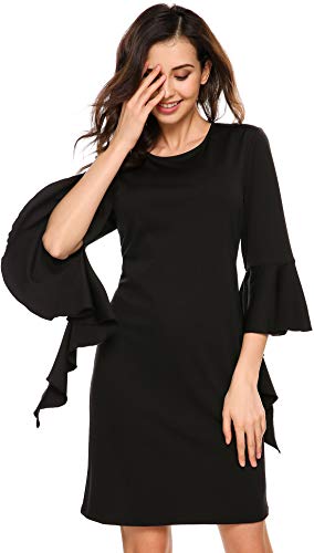 Beyove Women Asymmetrical Mock Neck Short Sleeve Casual Plain Loose Tunic Dress