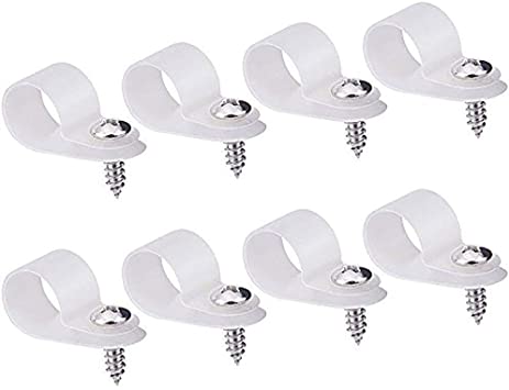 Cable Clips Wire Clamp 50PCS R-Type Nylon Mounting Cord Fastener Clips with Screws for Wire Management (Dia:1/2 Inch)