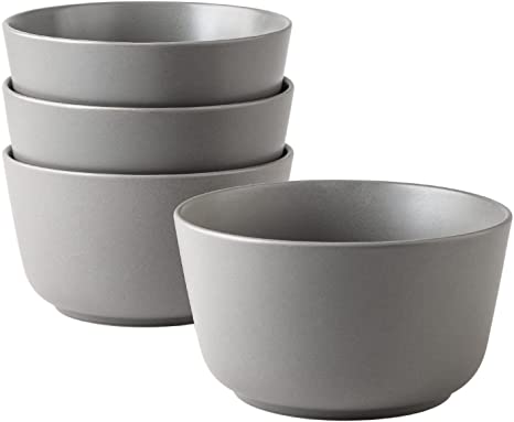 AmorArc Cereal Bowls for Kitchen, 24oz Large Ceramic Soup Cereal Bowls Set of 4, for Cereal Soup Salad Snacks, Chip-Resistant, Dishwasher&Microwave Safe, Matte Gray