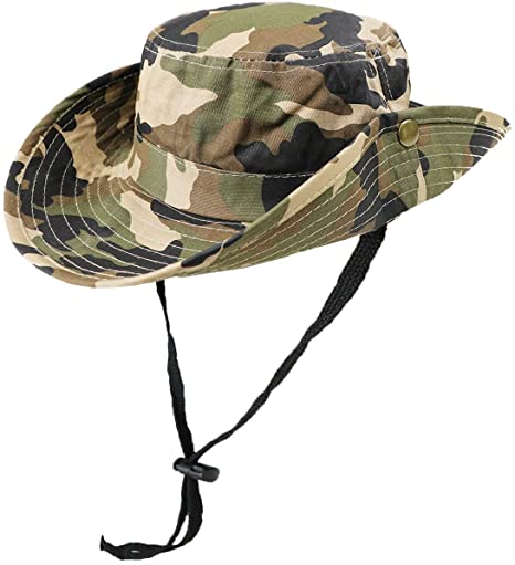 Kids Camouflage-Sun-Hat UV-Protection Camo-Boonie - with Chin-Strap Bucket Hat Outdoor Fishing