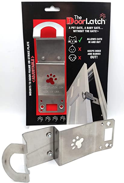 TheDoorLatch Adjustable Door Latch. Keeps Dogs Out of Litter. Holds Door Open for Cats. Super Easy Installation. Dog Proof Litter Box.
