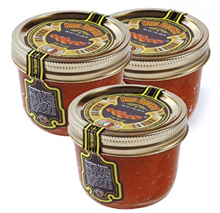 Tsar's Salmon (Red) Caviar 200 g (7 oz.). Pack of three jars