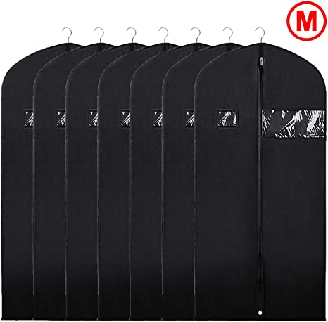 Kntiwiwo Garment Bags Suit Bag for Closet Storage 50 inches Dress Protector Cover for Suit Coat Dress Clothes Storage, Set of 7