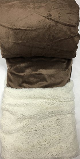 Queen Blanket Super Soft Plush Faux Fur Taupe Brown Sherpa Blankets / Reversible Winter Throw Bedspread
