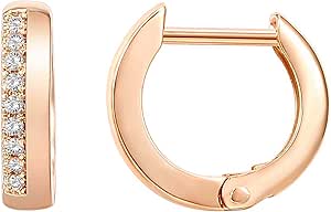 PAVOI 14K Gold Plated Sterling Silver Post Cubic Zirconia Huggie Earrings | Small Round Huggie Stud Fashion Hoop Earrings for Women in Gold Plating